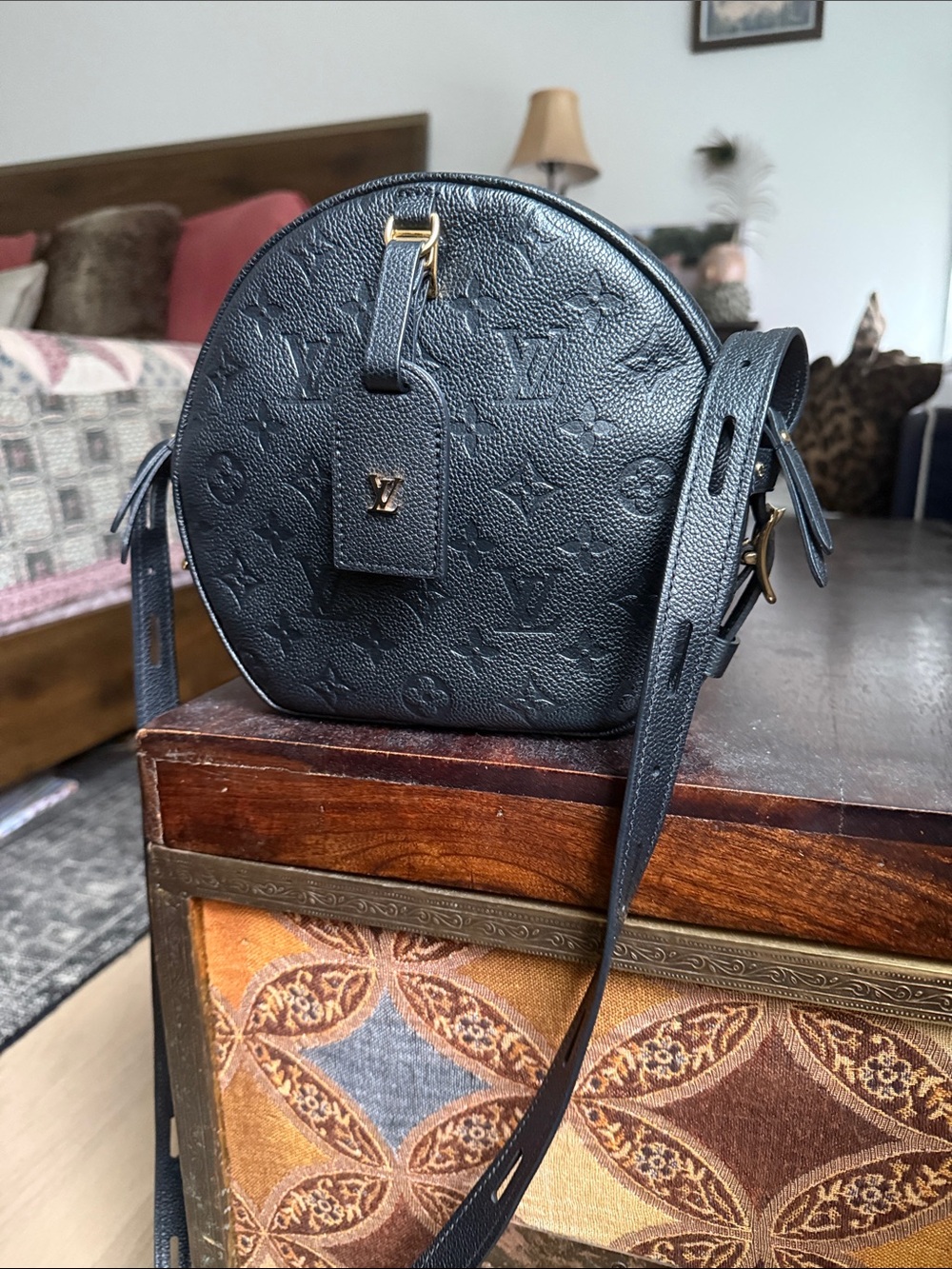 Louis Vuitton Black Leather Monogram Empriente Boite Chapeau Souple